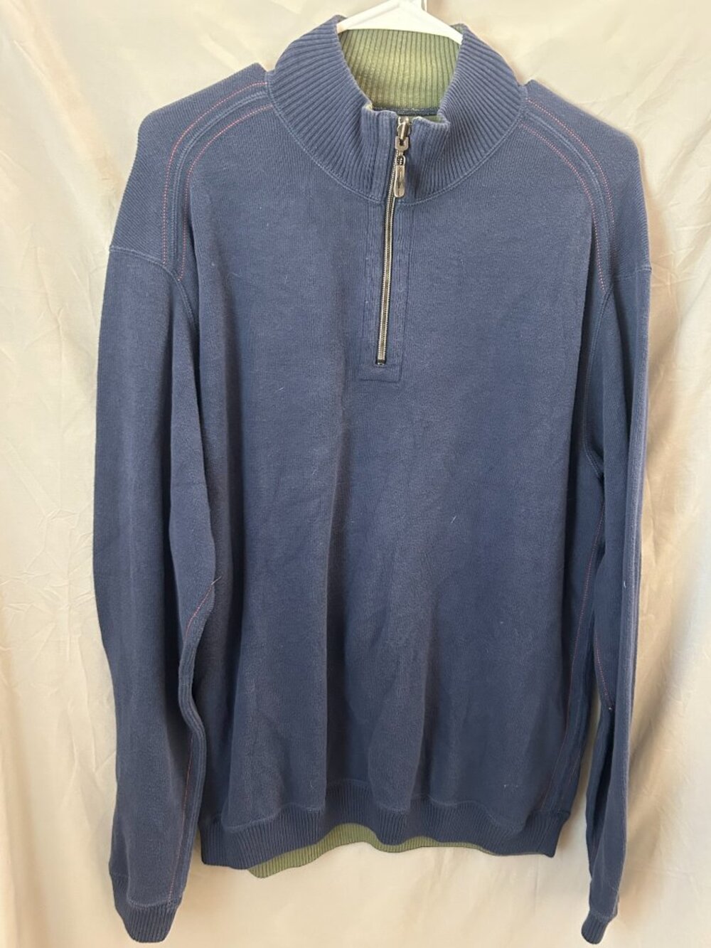 Tommy Bahama Island Zone Navy Blue 1/4 Zip Pullover Sweater Men's Medium